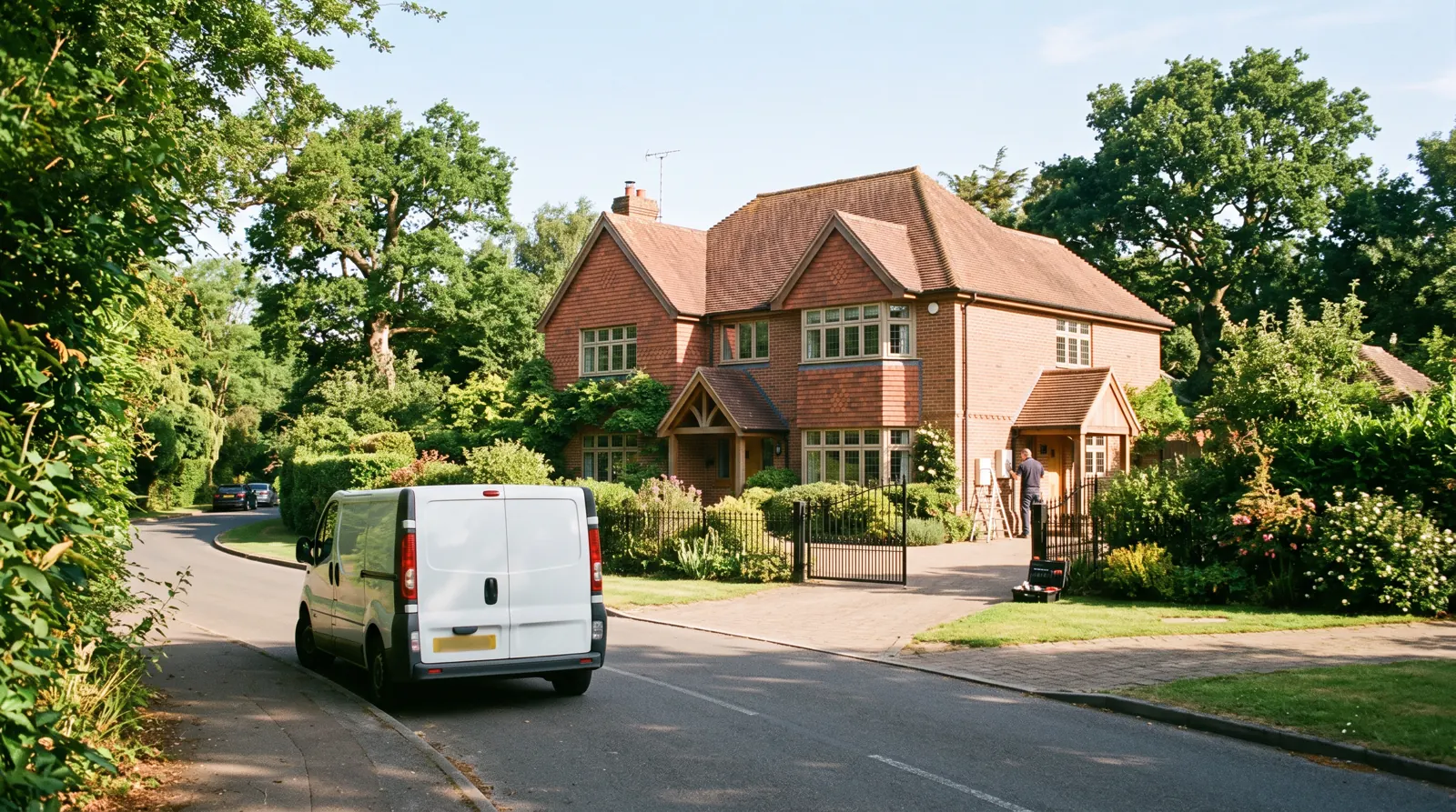 Electrician arriving at a home in Hartley